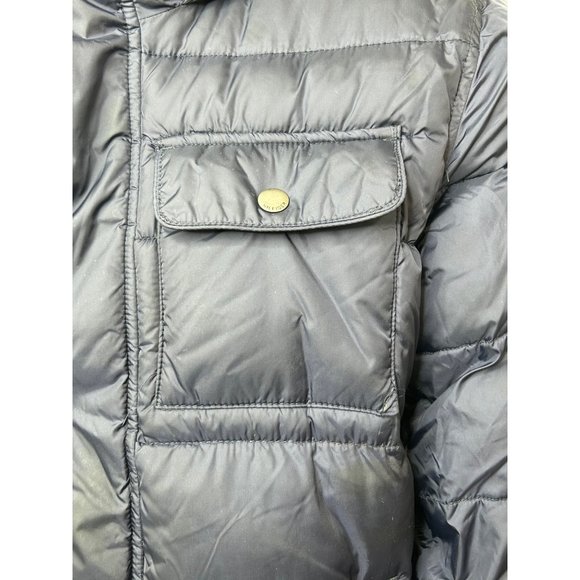 Tommy Hilfiger Men’s Puffer Jacket L Navy Blue Quilted Hooded Zip & Snaps Winter - Picture 9 of 16